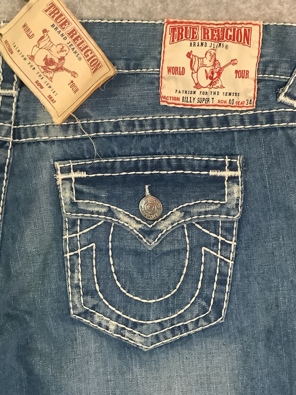 NWT True Religion Billy Super T Men's Blue Straight-Leg Jeans 40x34